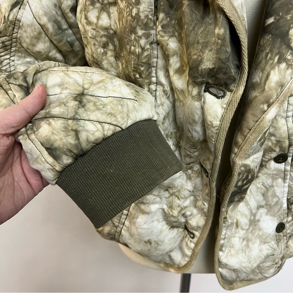 Anthropologie Marrakech Quilt Jacket Bomber Coat Olive Green Tie-Dye Medium $188 - Picture 3 of 10